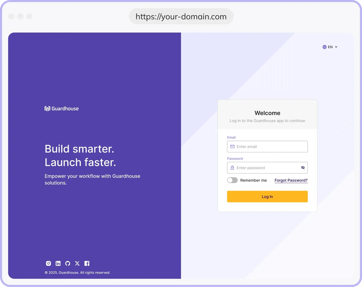 Guardhouse desktop UI — authentication flow variant 1