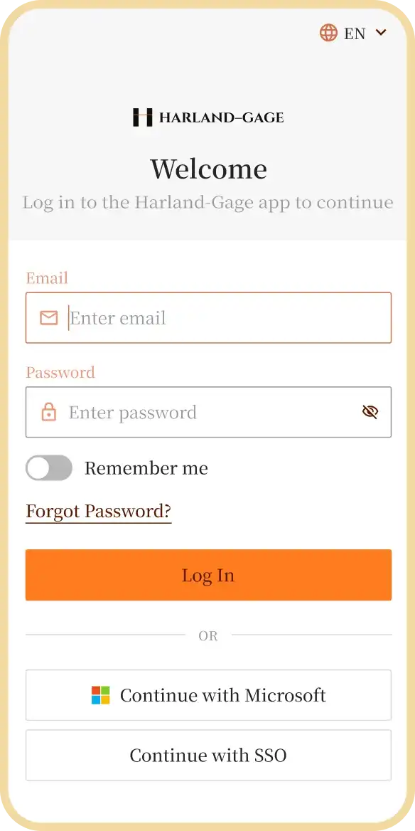 Guardhouse mobile UI — authentication flow variant 4