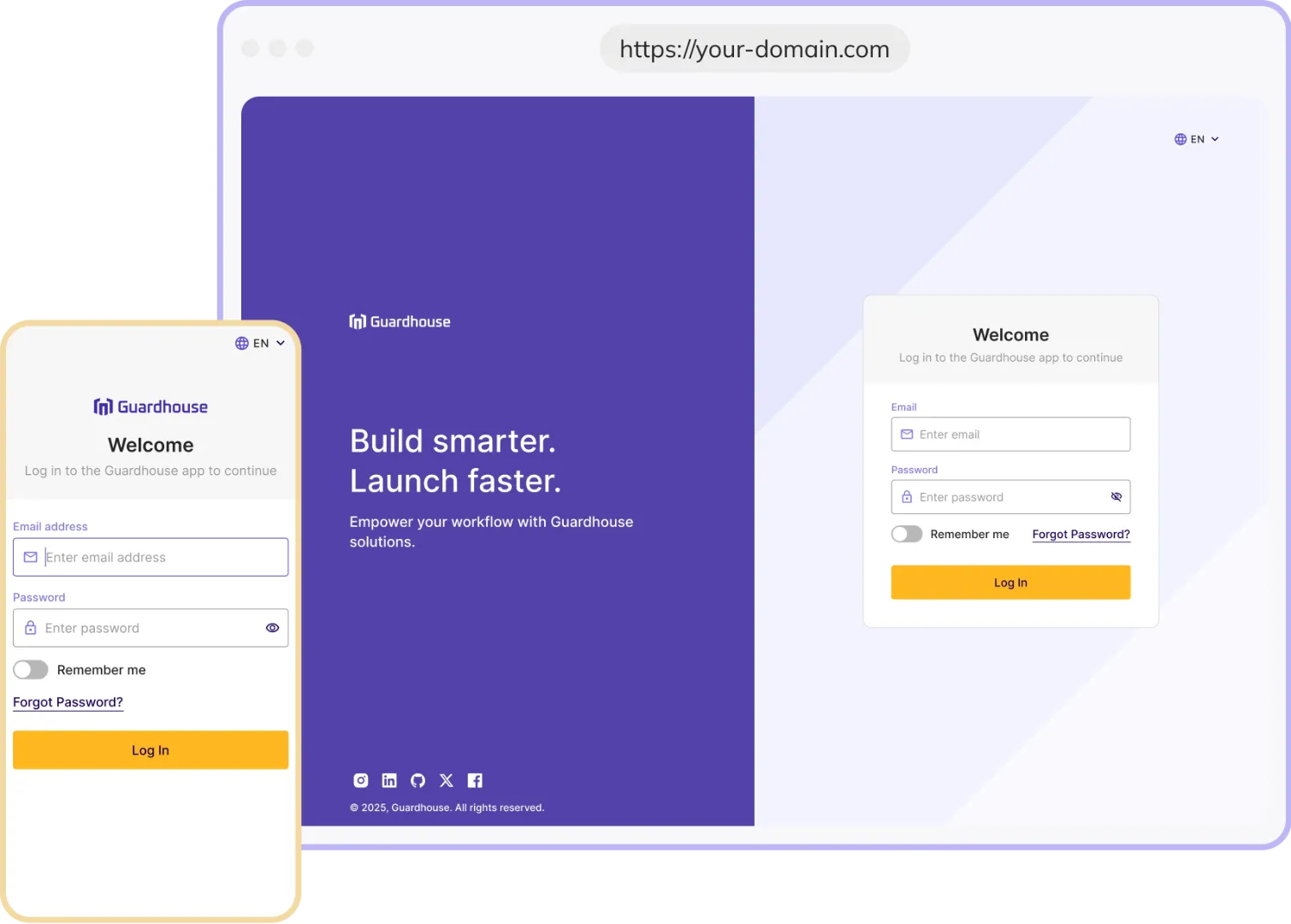 Guardhouse white-label authentication dashboard — brand variant 1