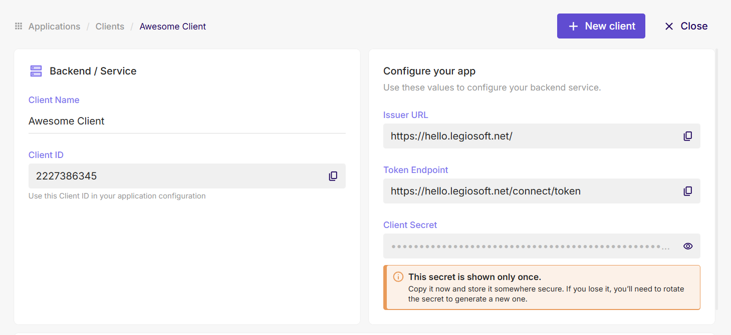 Copy Issuer URL, Client ID, and Client Secret